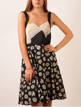 Rochie De Vara Imprimeu Floral Negru Si Gri